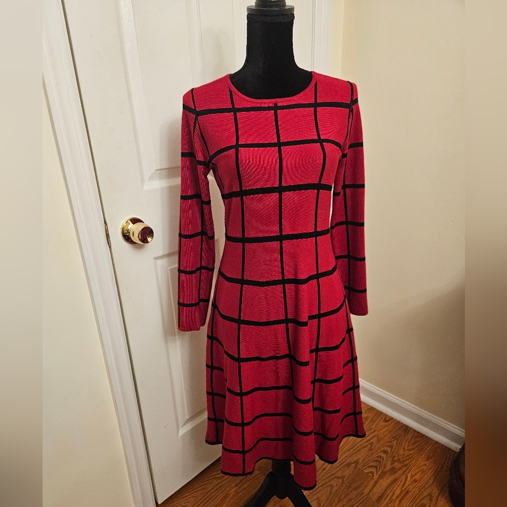 Deep red/black knit dress
